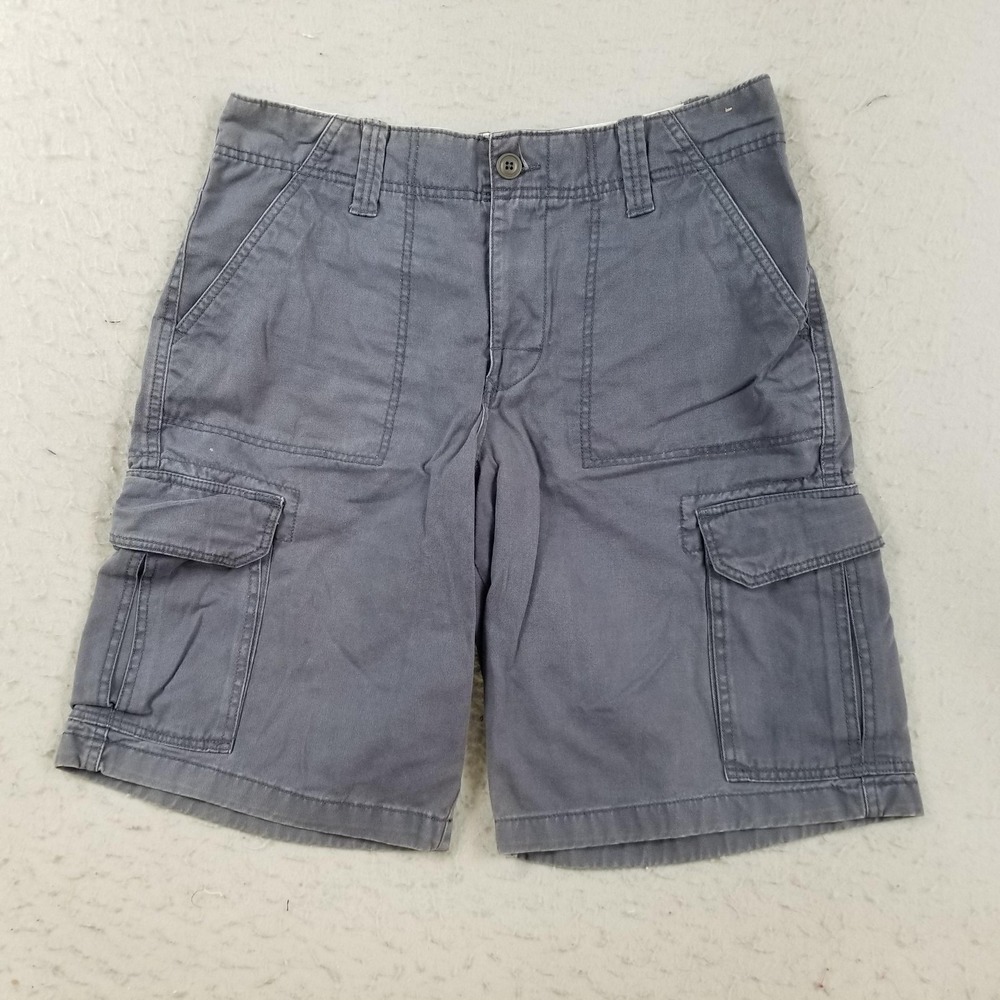 Roebuck & Co Cargo Shorts Mens 32 Gray Cotton Utility Pockets Flat Front Casual